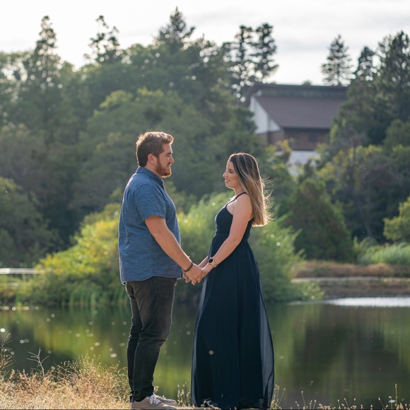Lulus - Halter Dark Blue, Double Lined Maxi, Formal Dress, Size S - Picture 9 of 12